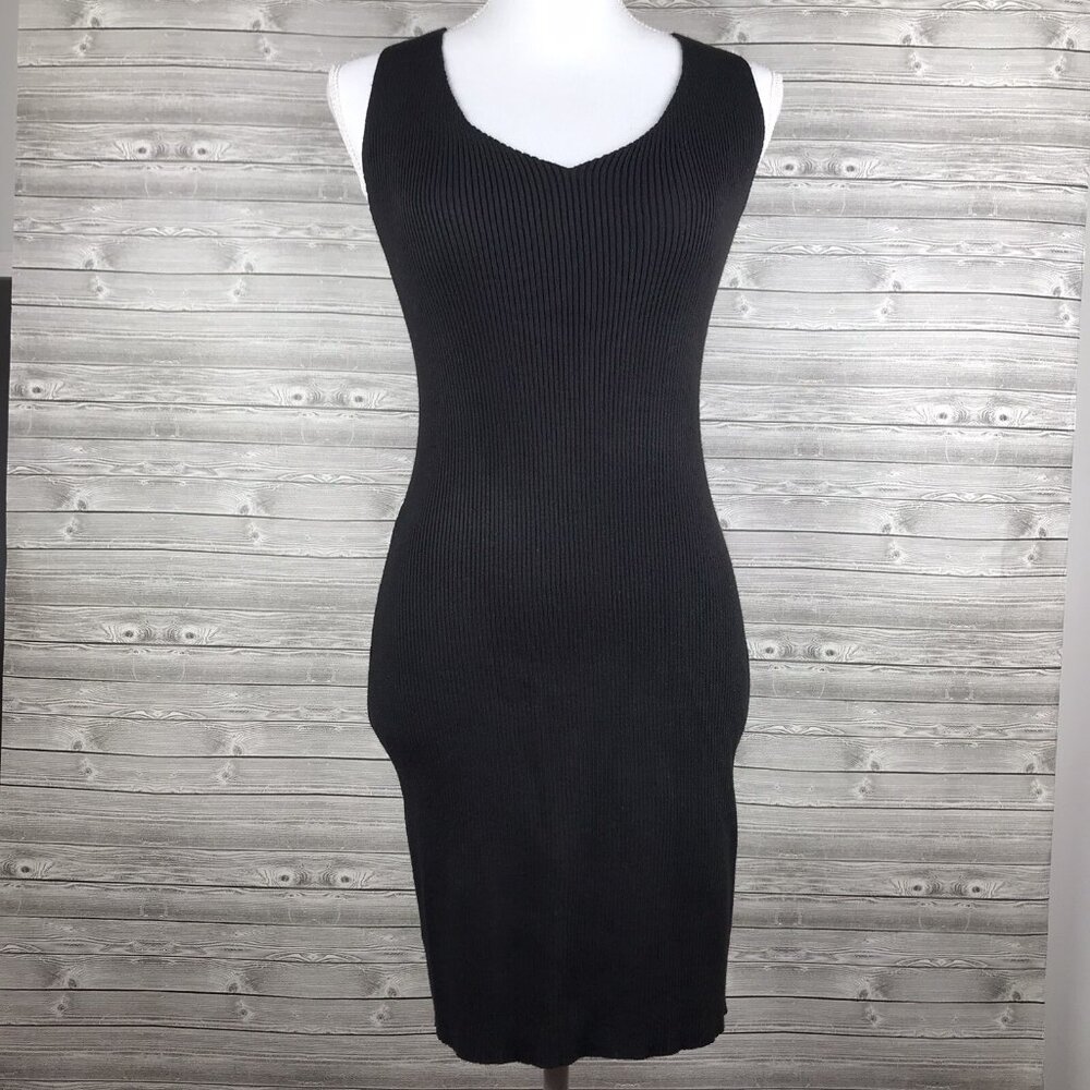 Charlotte Russe Black Ribbed Bodycon Dress Womens Medium Club Festival Y2K